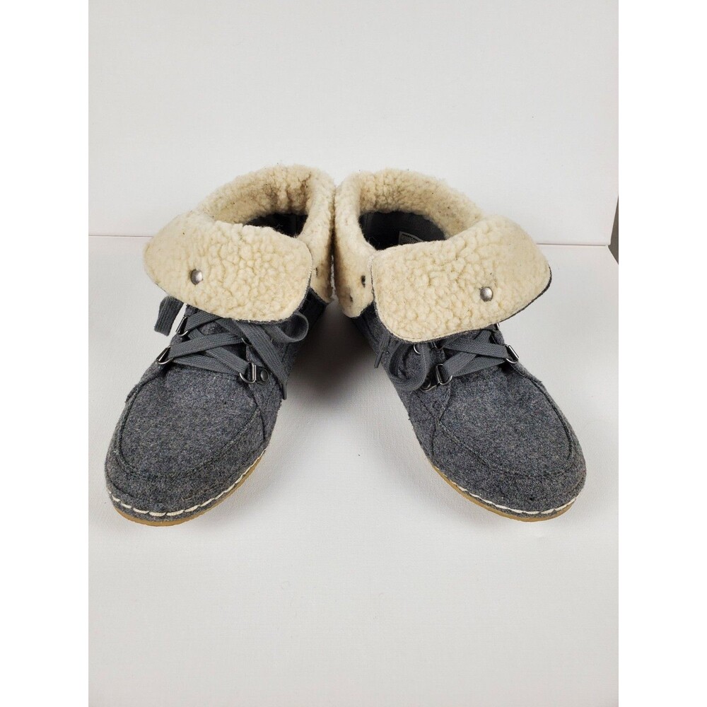 Rocket Dog Women's Canvas Fold Over Ankle Boots Size 5 Grey with Cream Sherpa - Picture 10 of 15